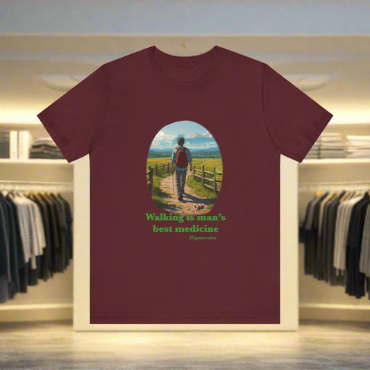 Walking is Man’s Best Medicine Unisex Jersey Short Sleeve Tee