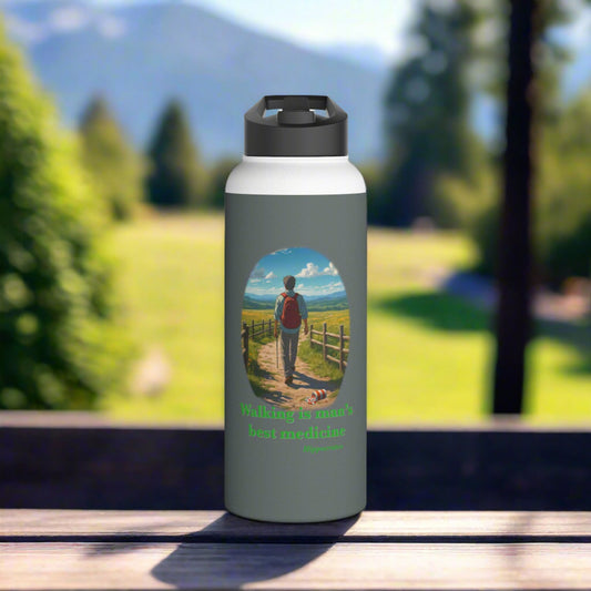 Walking is Man's Best Medicine Stainless Steel Water Bottle, Standard Lid