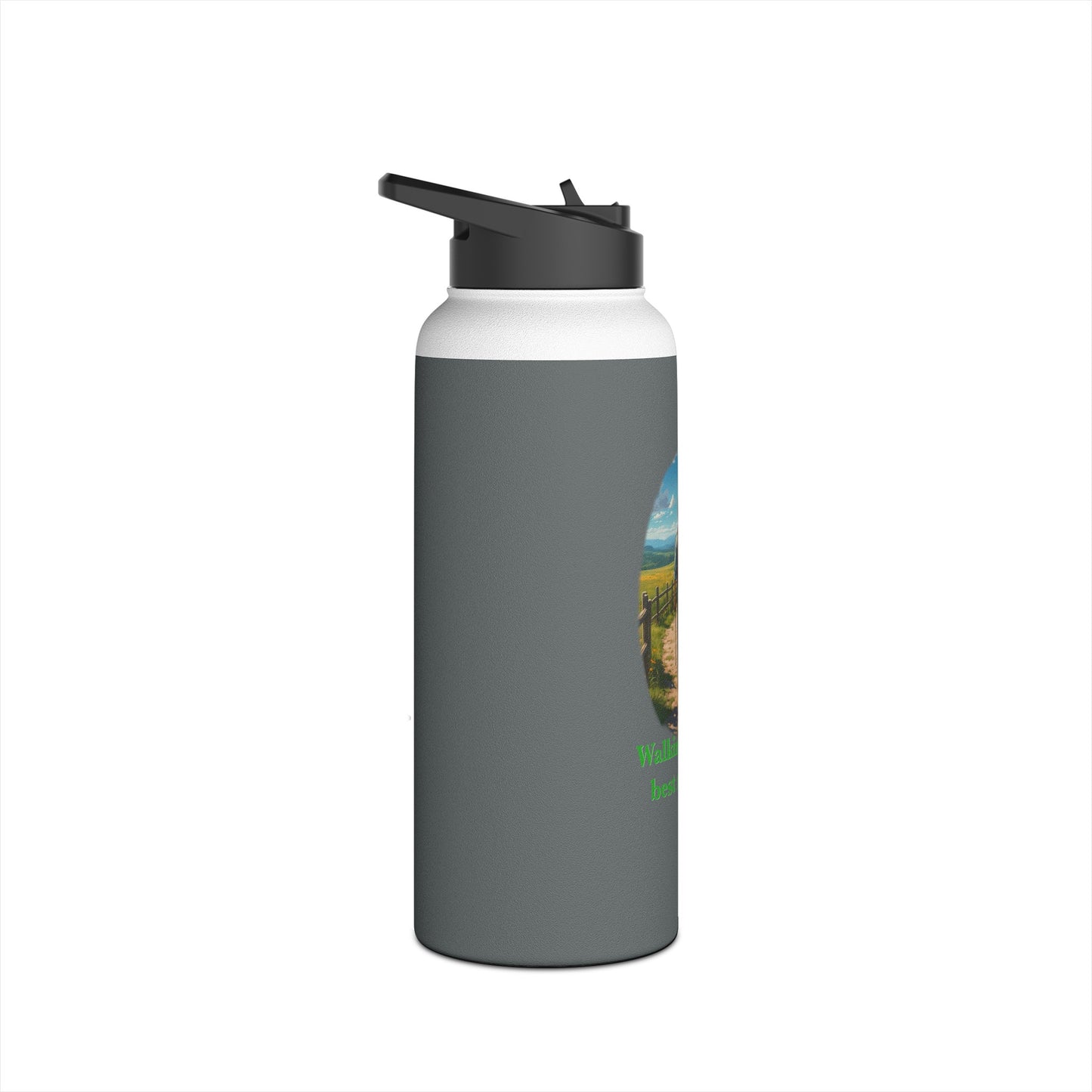 Walking is Man's Best Medicine Stainless Steel Water Bottle, Standard Lid