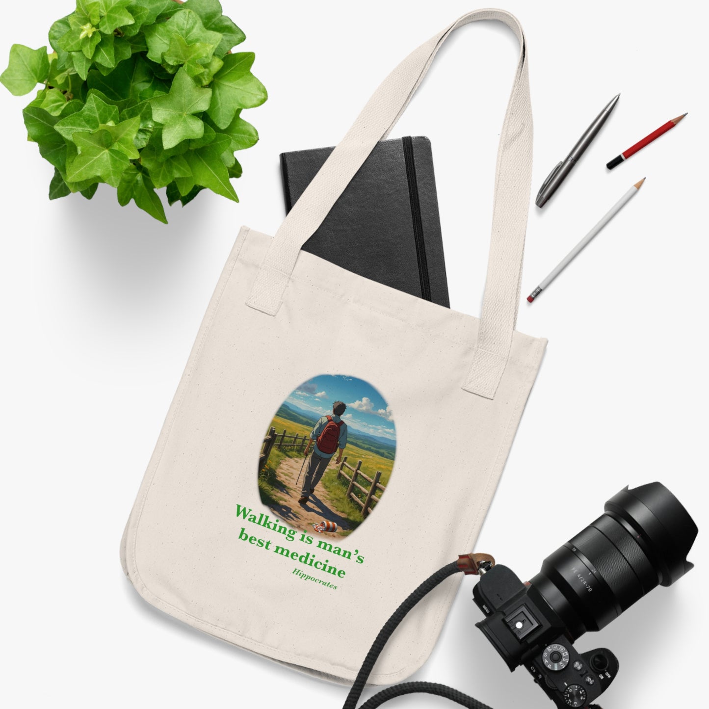 Walking is man’s best medicine Organic Canvas Tote Bag
