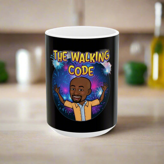 Walking Code TM Black Ceramic Mug, (11oz, 15oz)