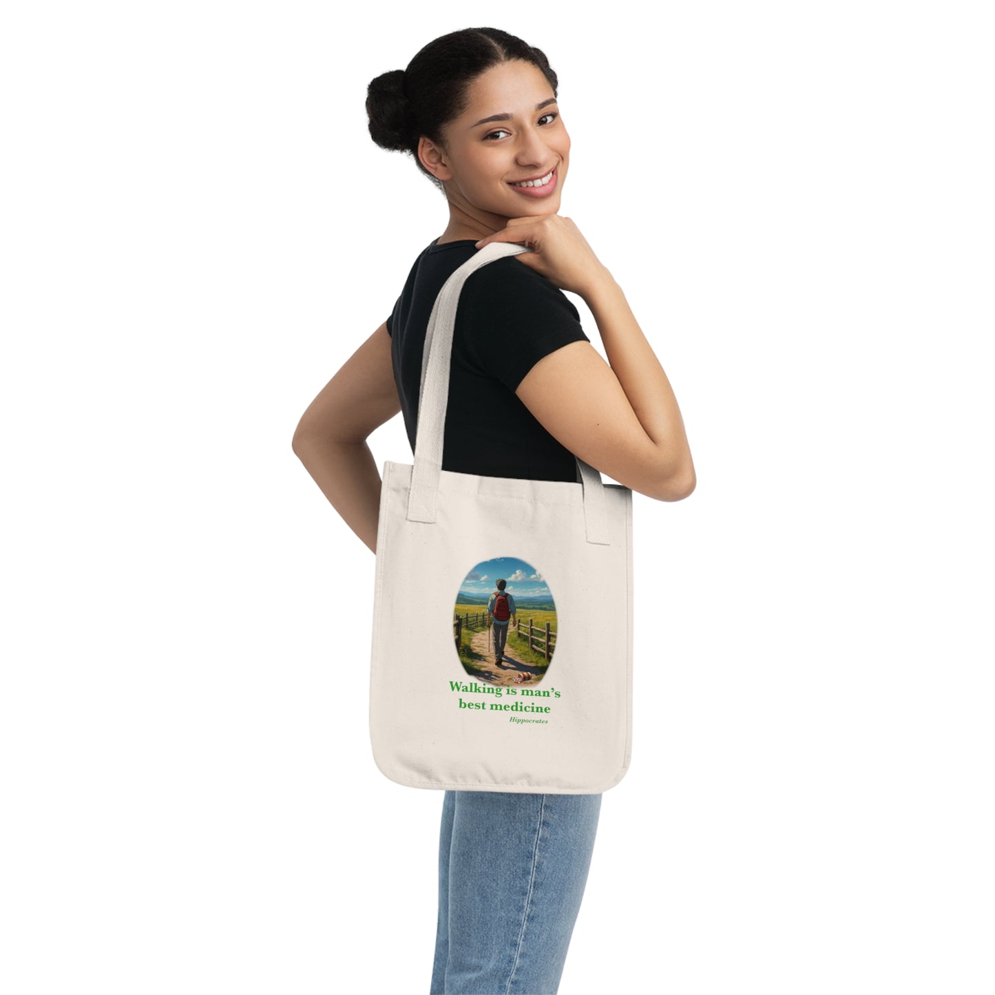Walking is man’s best medicine Organic Canvas Tote Bag